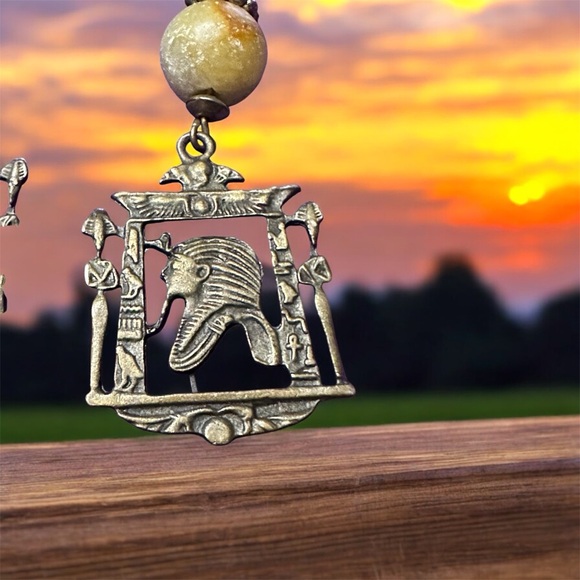 Antique Genuine Egyptian Obsidian “Pharaoh's Treasure“ Earrings - Picture 6 of 9